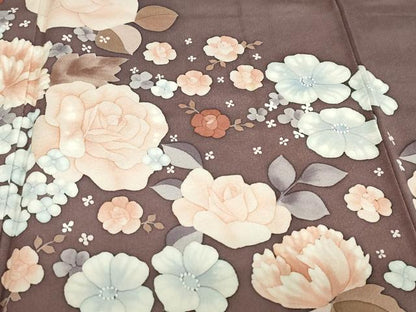 平和屋着物●染色の魔術師　染乃座・大久保玄才　そめのざ玄才　訪問着　草花文　正絹　逸品　DABF1815ud