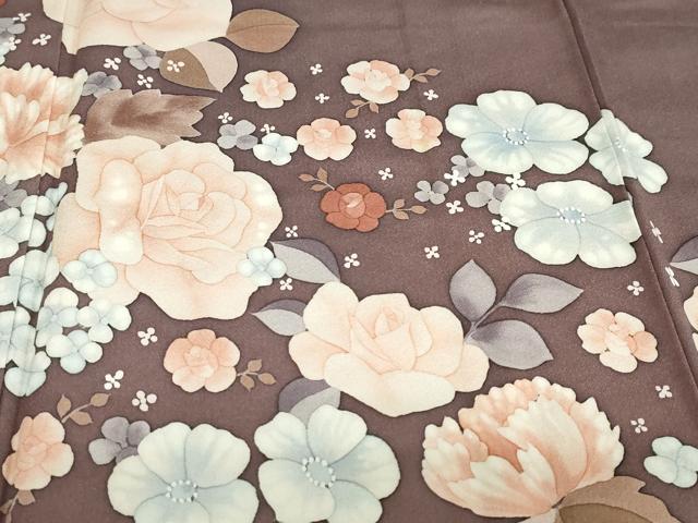 平和屋着物●染色の魔術師　染乃座・大久保玄才　そめのざ玄才　訪問着　草花文　正絹　逸品　DABF1815ud