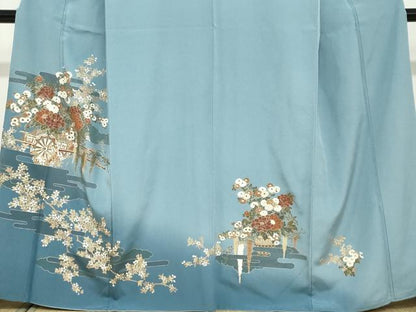 平和屋着物●豪華色留袖　花車文　暈し染め　金彩　正絹　逸品　DABF1816ud