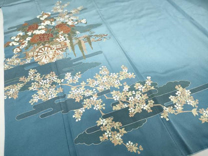 平和屋着物●豪華色留袖　花車文　暈し染め　金彩　正絹　逸品　DABF1816ud