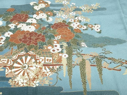 平和屋着物●豪華色留袖　花車文　暈し染め　金彩　正絹　逸品　DABF1816ud