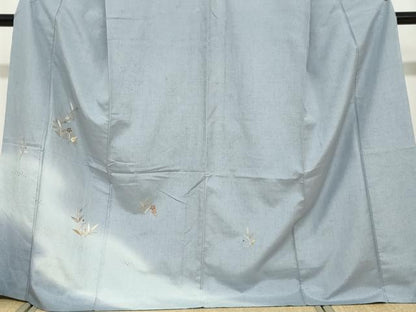平和屋着物●訪問着　紬地　総刺繍　草花文　暈し染め　金彩　正絹　逸品　DABF1817ud