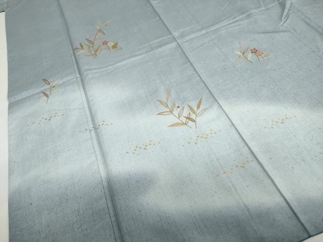 平和屋着物●訪問着　紬地　総刺繍　草花文　暈し染め　金彩　正絹　逸品　DABF1817ud