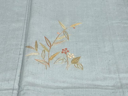 平和屋着物●訪問着　紬地　総刺繍　草花文　暈し染め　金彩　正絹　逸品　DABF1817ud
