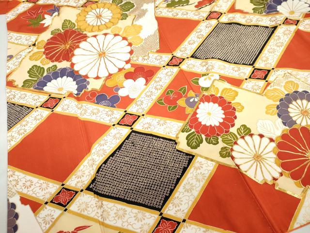 平和屋着物●豪華振袖　駒刺繍　天井花文　金彩　正絹　逸品　DABF1818ud