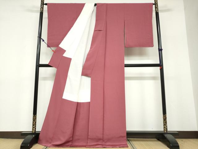 平和屋着物●上質な色無地　浅蘇芳色　ロング丈　正絹　逸品　DABF1819ud