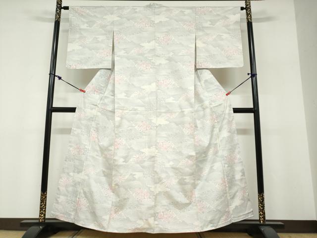 平和屋着物●本場大島紬　白大島　草花籬文　正絹　逸品　DABF1821ud
