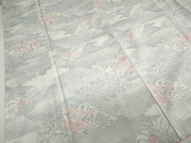 平和屋着物●本場大島紬　白大島　草花籬文　正絹　逸品　DABF1821ud