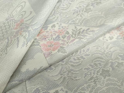 平和屋着物●本場大島紬　白大島　草花籬文　正絹　逸品　DABF1821ud