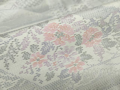 平和屋着物●本場大島紬　白大島　草花籬文　正絹　逸品　DABF1821ud