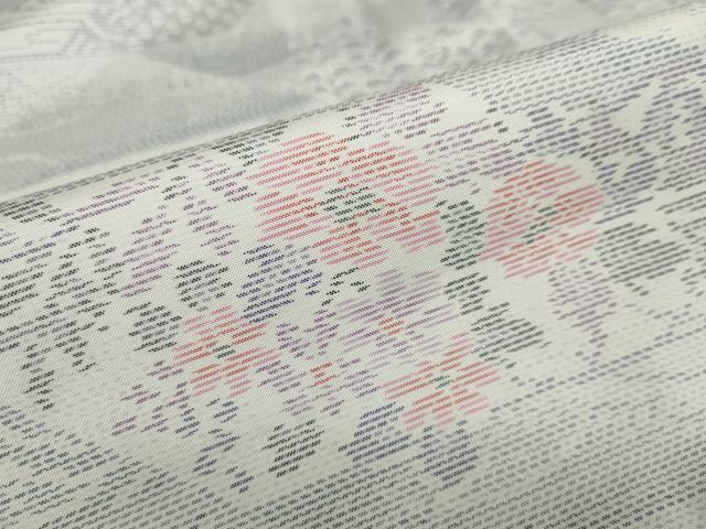 平和屋着物●本場大島紬　白大島　草花籬文　正絹　逸品　DABF1821ud