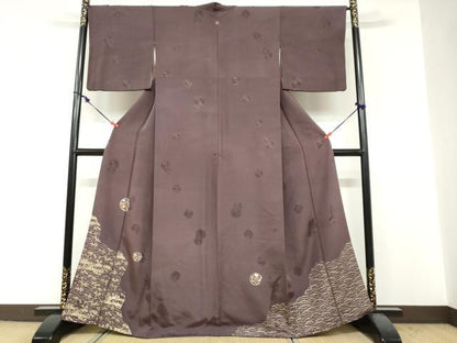 平和屋着物●友禅作家の巨匠　浅井青仁　色留袖　草花丸文　金彩　正絹　逸品　DABF1822ud