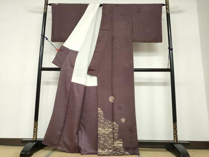 平和屋着物●友禅作家の巨匠　浅井青仁　色留袖　草花丸文　金彩　正絹　逸品　DABF1822ud