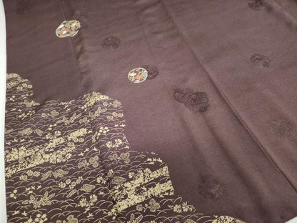 平和屋着物●友禅作家の巨匠　浅井青仁　色留袖　草花丸文　金彩　正絹　逸品　DABF1822ud