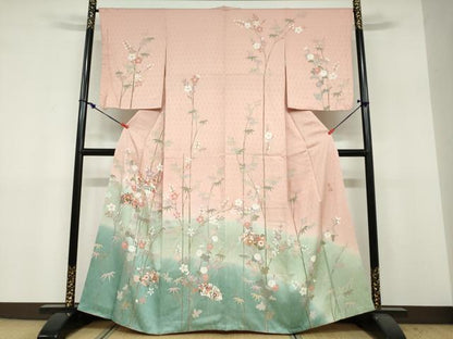 平和屋着物●訪問着　作家物　地紙草花文　暈し染め　正絹　逸品　DABF1824ud