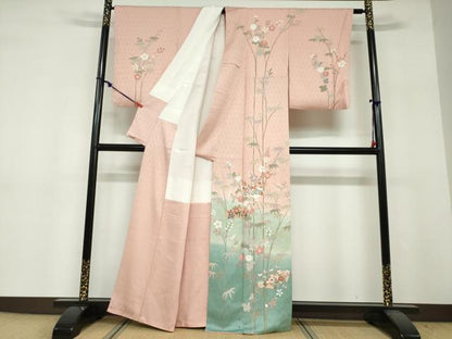 平和屋着物●訪問着　作家物　地紙草花文　暈し染め　正絹　逸品　DABF1824ud