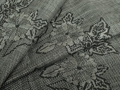 平和屋着物▽本場大島紬　単衣　7マルキ　草花文　正絹　逸品　DABF1826ud