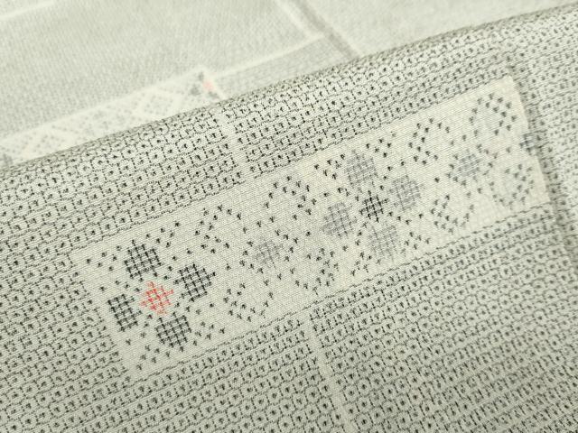 平和屋着物▽本塩沢　単衣　100亀甲　横段花文　正絹　逸品　DABF1828ud