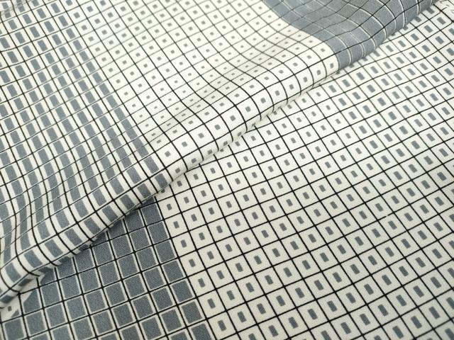 平和屋着物▽上質な小紋　単衣　変わり格子文　正絹　逸品　DABF1833ud