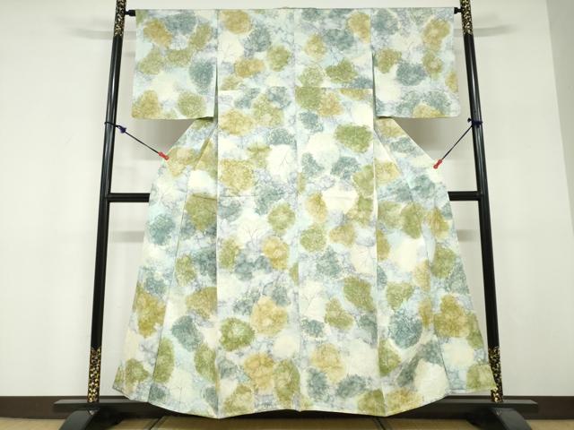平和屋着物▽上質な小紋　単衣　樹林文　正絹　逸品　DABF1836ud