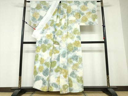 平和屋着物▽上質な小紋　単衣　樹林文　正絹　逸品　DABF1836ud