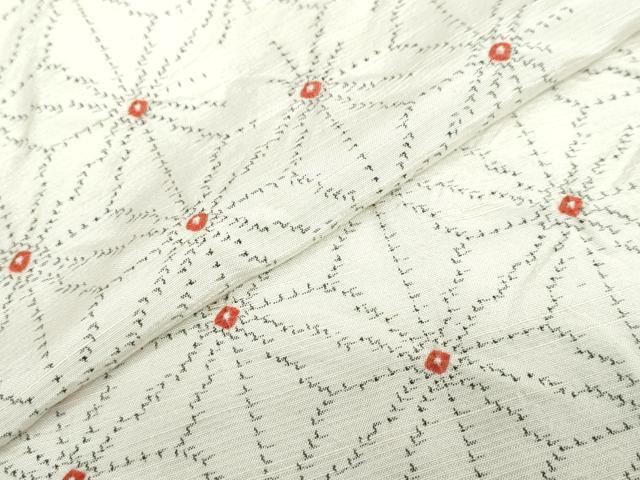 平和屋着物▽上質な紬　単衣　絞り　麻の葉文様　正絹　逸品　DABF1837ud