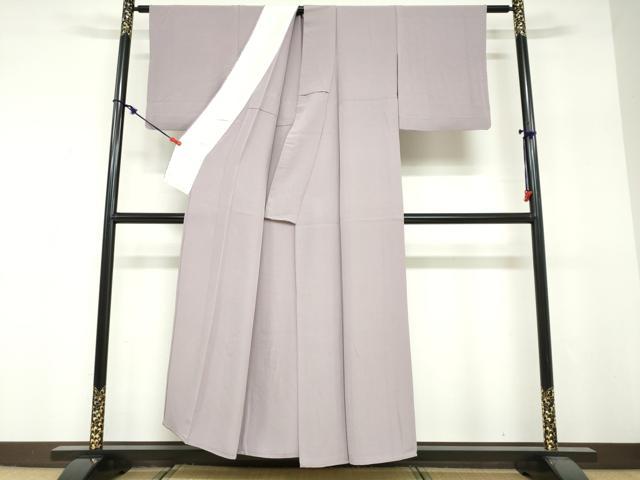 平和屋着物▽上質な色無地　単衣　浅紫色　正絹　逸品　DABF1838ud