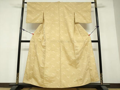 平和屋着物▽上質な紬　単衣　抽象文様　正絹　逸品　DABF1839ud