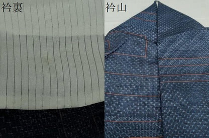平和屋着物▽上質な紬　単衣　幾何学文様　正絹　逸品　DABF1842ud