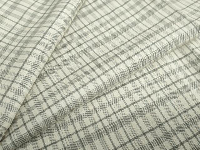 平和屋着物▽上質な紬　単衣　変わり格子文　正絹　逸品　DABF1847ud