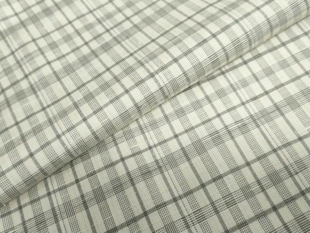 平和屋着物▽上質な紬　単衣　変わり格子文　正絹　逸品　DABF1847ud