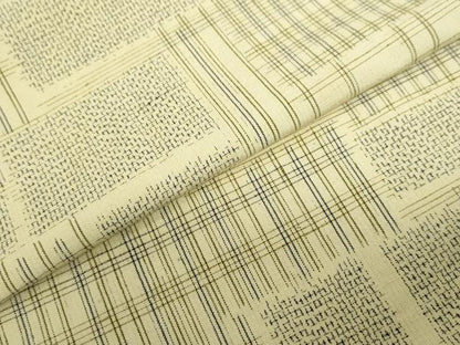 平和屋着物▽上質な紬　単衣　変わり格子文　正絹　逸品　DABF1849ud