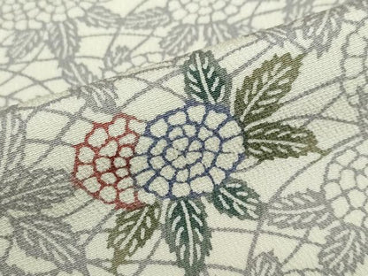 平和屋着物▽上質な小紋　単衣　型染め　草花文　正絹　逸品　DABF1850ud