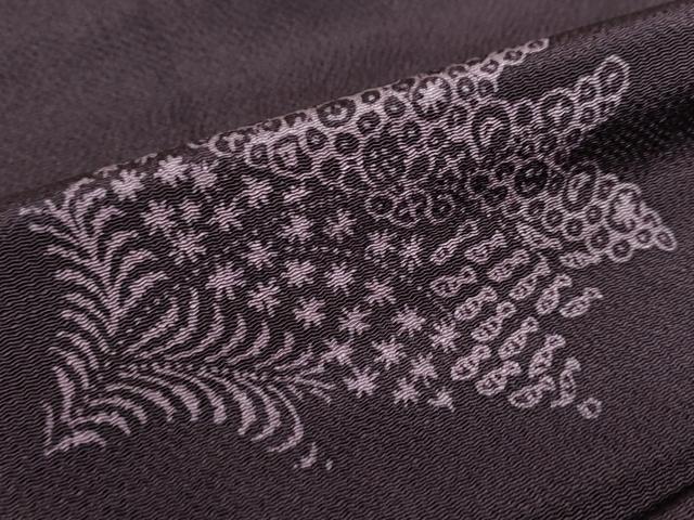 平和屋着物▽上質な小紋　単衣　本草木染　手描ろうけつ　草花文　鬼しぼ縮緬　反端付き　正絹　逸品　DABF1855ud
