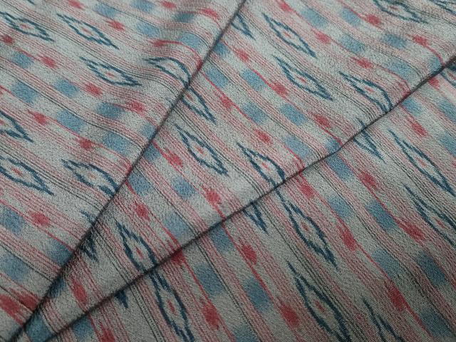 平和屋着物▽上質なお召　単衣　変わり間道　正絹　逸品　DABF1858ud