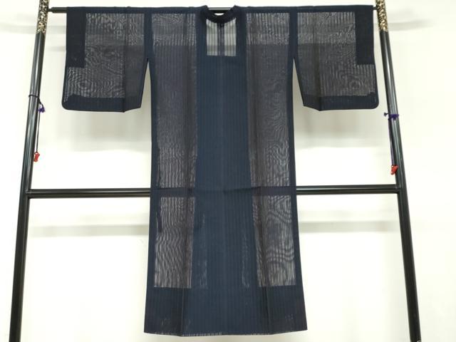 平和屋着物▽道行コート　スリーシーズン　春夏秋　塵除け　二重紗　変わり縞　正絹　逸品　DABF1859ud