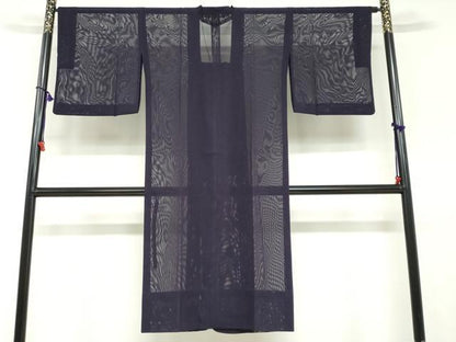 平和屋着物▽道行コート　スリーシーズン　春夏秋　塵除け　二重紗　変わり縞　正絹　逸品　DABF1860ud