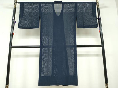 平和屋着物▽道行コート　スリーシーズン　春夏秋　塵除け　二重紗　縞　正絹　逸品　DABF1861ud