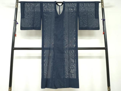 平和屋着物▽道行コート　スリーシーズン　春夏秋　塵除け　二重紗　縞　正絹　逸品　DABF1861ud