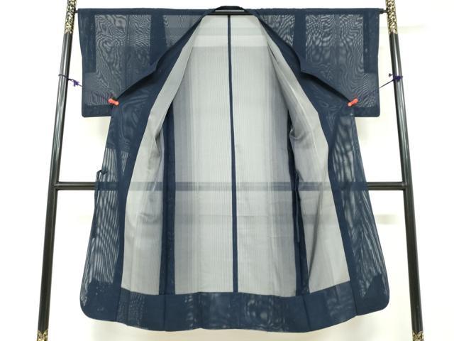 平和屋着物▽道行コート　スリーシーズン　春夏秋　塵除け　二重紗　縞　正絹　逸品　DABF1861ud