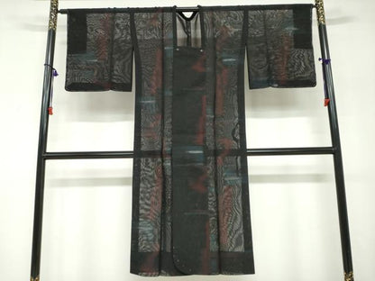 平和屋着物▽道行コート　スリーシーズン　春夏秋　塵除け　霞文　銀糸　正絹　逸品　DABF1862ud