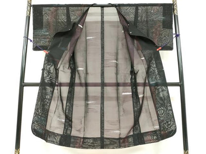 平和屋着物▽道行コート　スリーシーズン　春夏秋　塵除け　霞文　銀糸　正絹　逸品　DABF1862ud