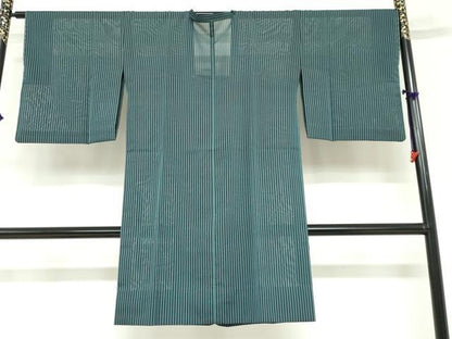 平和屋着物▽道行コート　スリーシーズン　春夏秋　塵除け　風通紗　縞　正絹　逸品　DABF1863ud