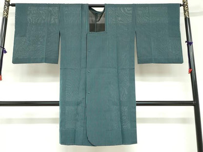 平和屋着物▽道行コート　スリーシーズン　春夏秋　塵除け　風通紗　縞　正絹　逸品　DABF1863ud