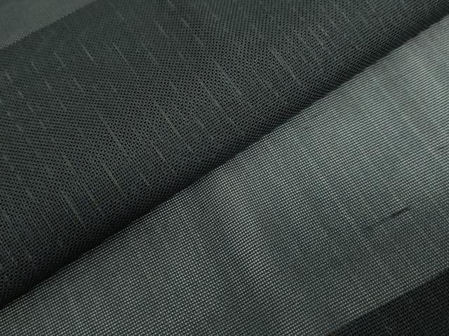 平和屋着物▽道行コート　スリーシーズン　春夏秋　塵除け　二重紗　縞　黒地　正絹　逸品　DABF1864ud