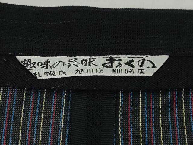 平和屋着物▽道行コート　スリーシーズン　春夏秋　塵除け　二重紗　縞　黒地　正絹　逸品　DABF1864ud