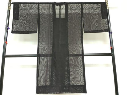 平和屋着物▽道行コート　スリーシーズン　春夏秋　塵除け　二重紗　縞　正絹　逸品　DABF1865ud
