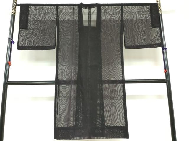 平和屋着物▽道行コート　スリーシーズン　春夏秋　塵除け　二重紗　縞　正絹　逸品　DABF1865ud
