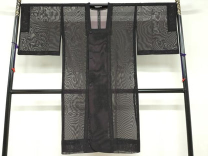 平和屋着物▽道行コート　スリーシーズン　春夏秋　塵除け　二重紗　縞　正絹　逸品　DABF1865ud