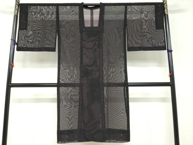 平和屋着物▽道行コート　スリーシーズン　春夏秋　塵除け　二重紗　縞　正絹　逸品　DABF1865ud
